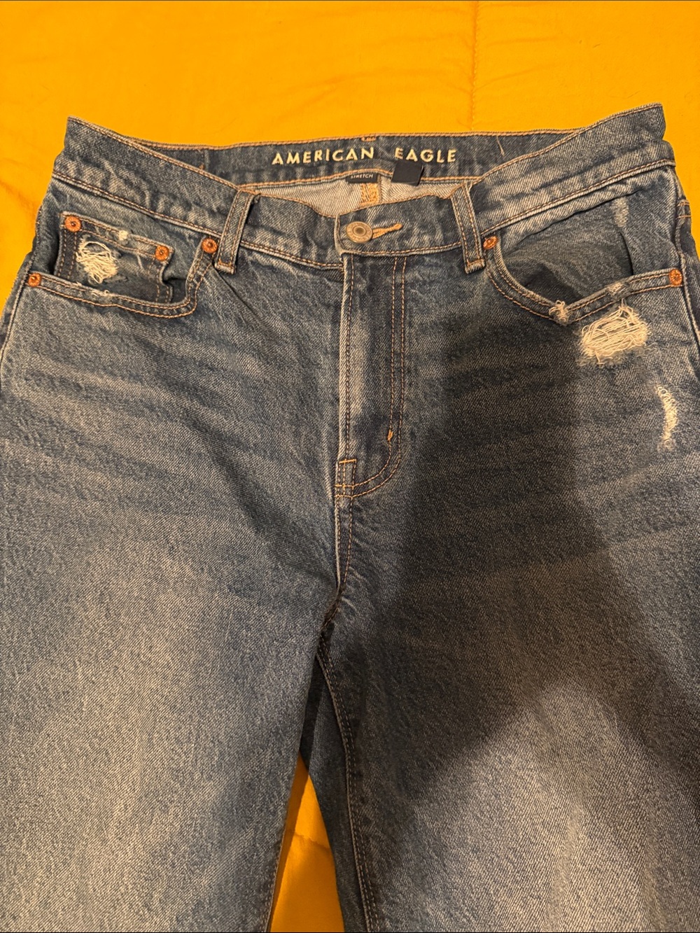 American Eagle Outfitters Men's Blue Relaxed Fit Ripped Jeans